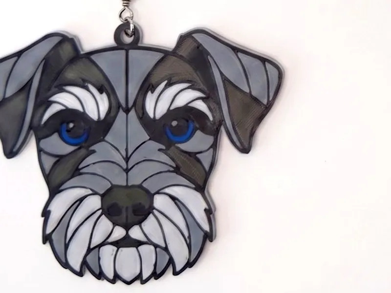 Schnauzer Suncatcher Wind Spinner — Stained-Glass