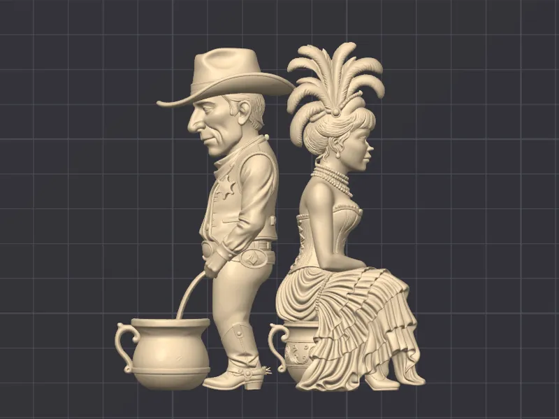 Wild West WC Sign - Cowboy & Saloon Girl