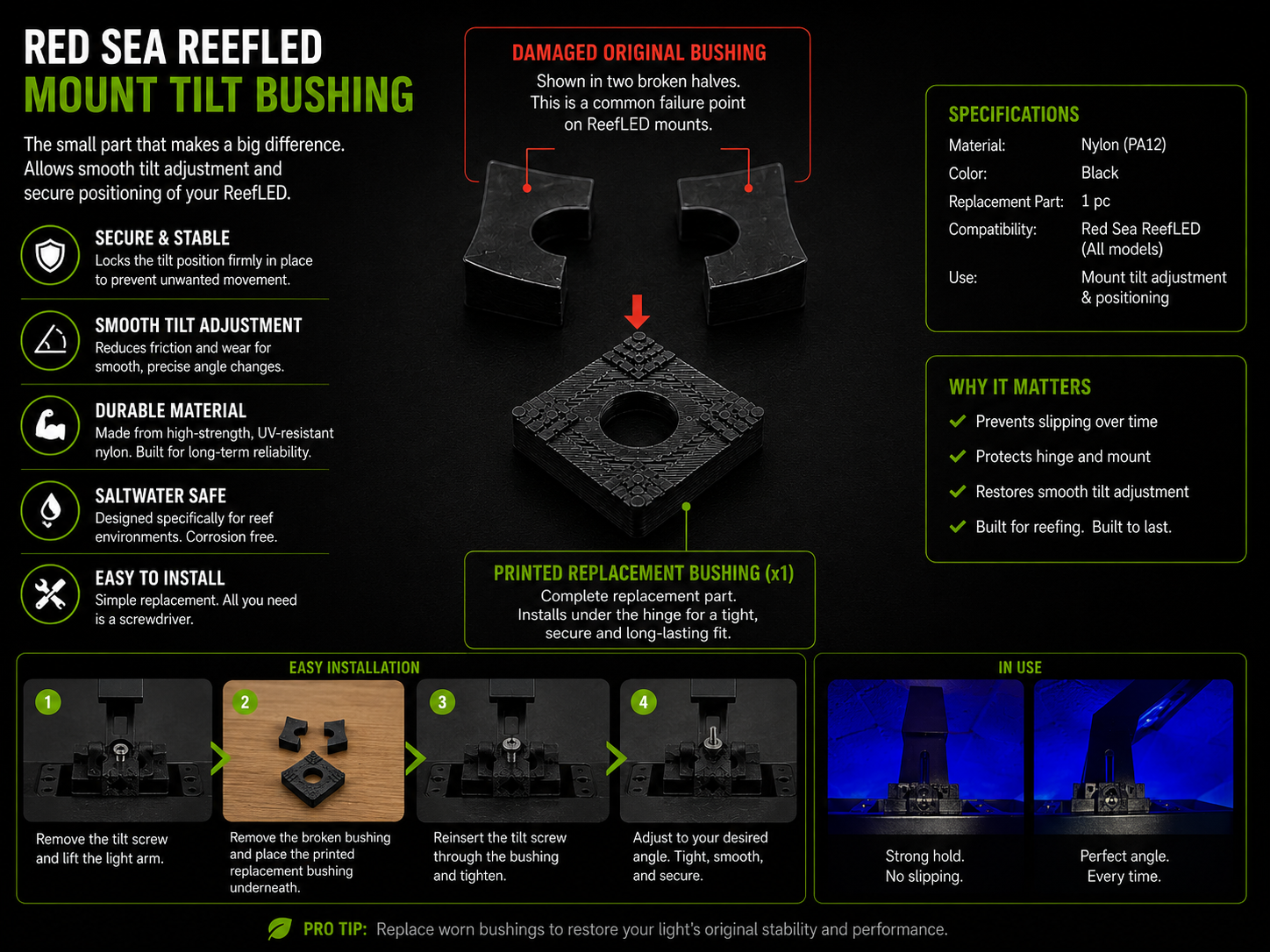 Red Sea ReefLED Mount Tilt Bushing