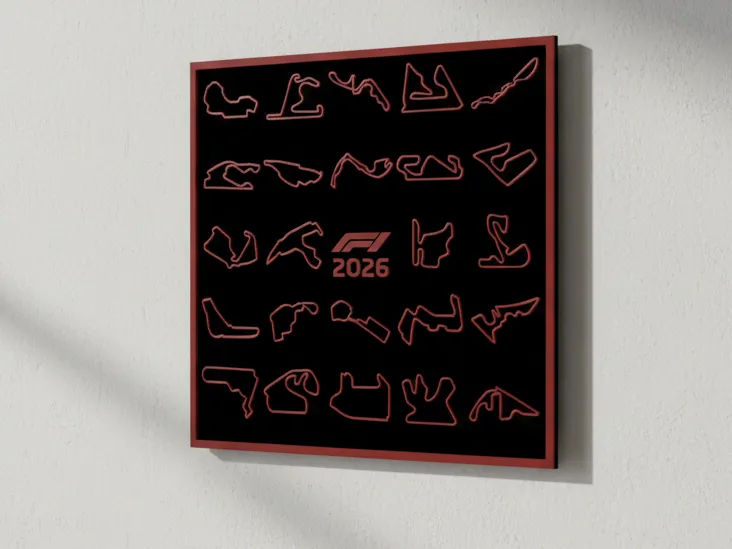 F1 2026 World Calendar - 3D Wall Art (Fast Print)