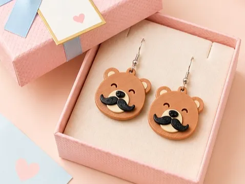 Dad Bear Mustache Earrings