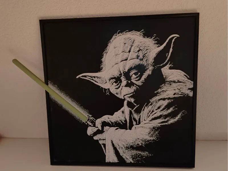 Yoda Comic Art with POP-OUT Lightsaber!