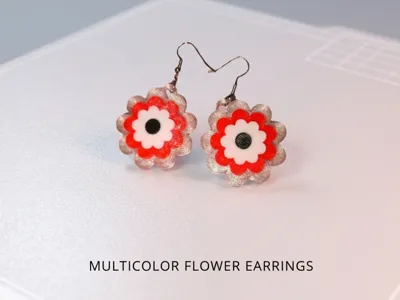 Multicolor Flower Earrings – 4 Color AMS Print