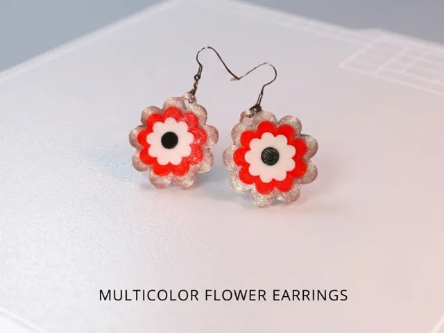 Multicolor Flower Earrings – 4 Color AMS Print