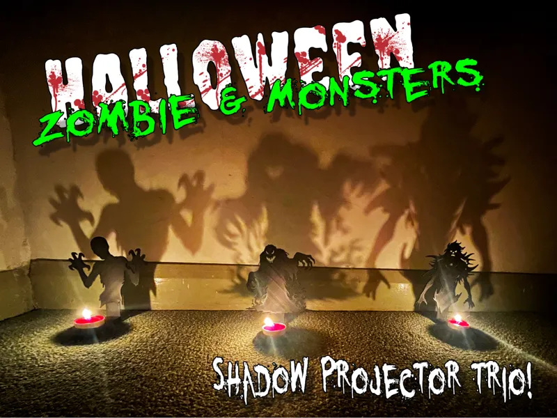 Halloween Zombie & Monsters Shadow Projector trio 