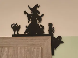 Halloween Hexe Katze Geist Türecke Hausecke