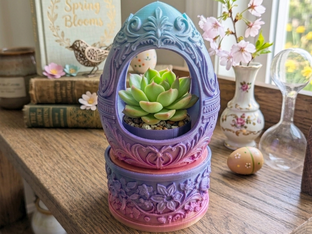Ornate easter egg planter 