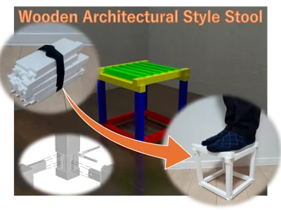 Wooden architectural style stool