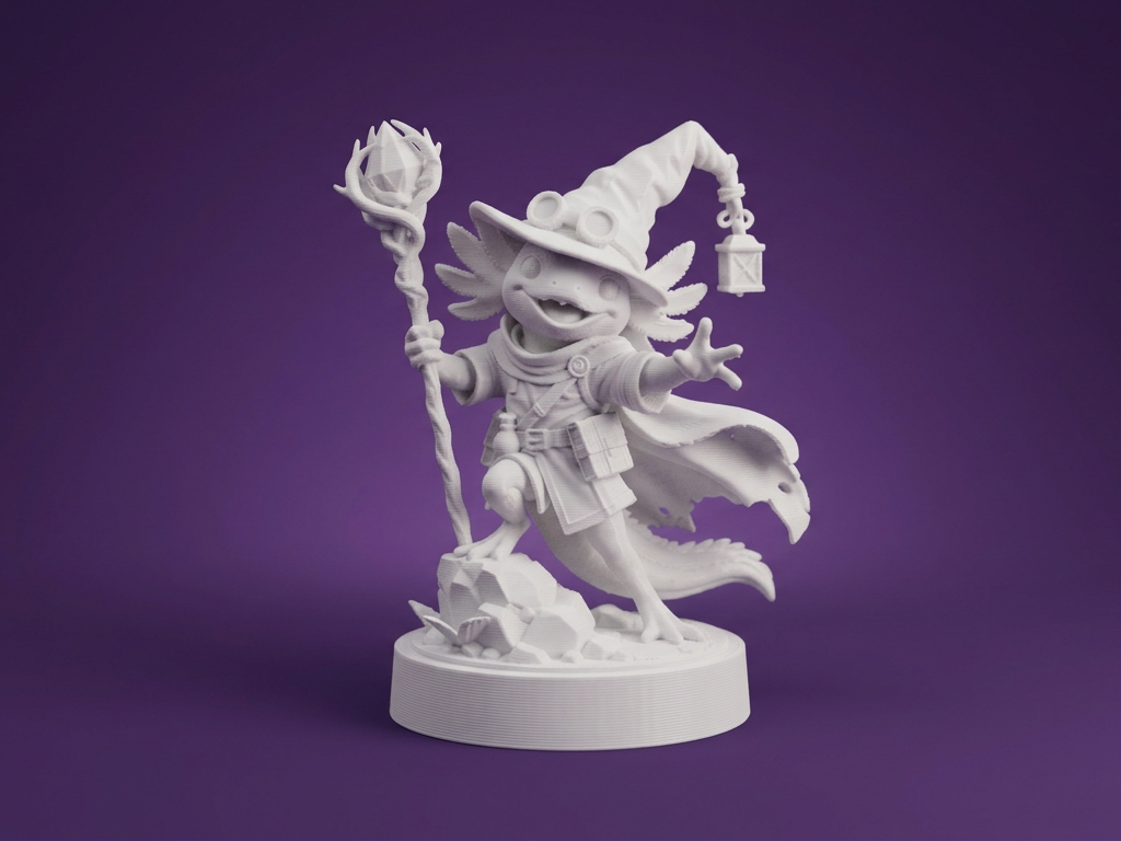 Axolotl Wizard Fantasy Figurine