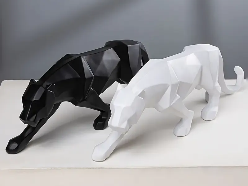 Modern low poly leopard statue