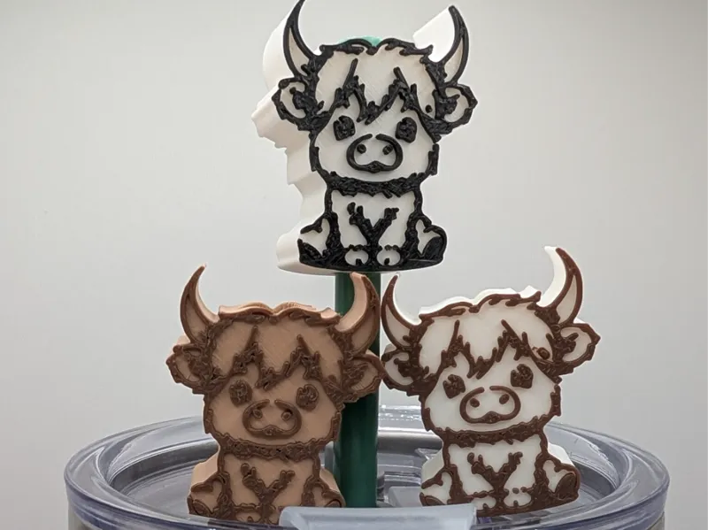 Moo-velous! Cute Highland Cow Straw Topper