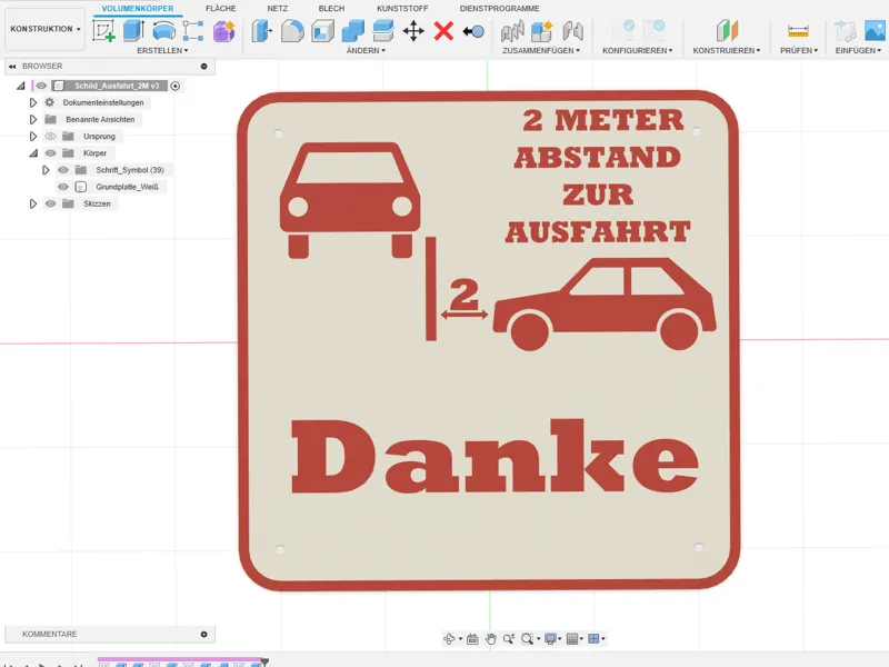 Schild 2 M. Abstand zur Ausfahrt
