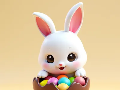 Easter Bunny in Chocolate Egg Bowl