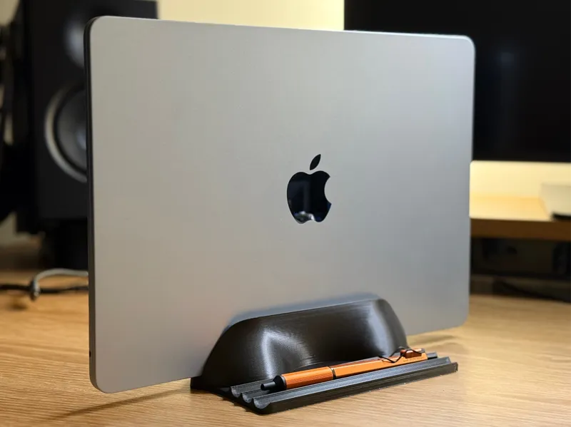 Macbook Air vertical stand w/ pen tray