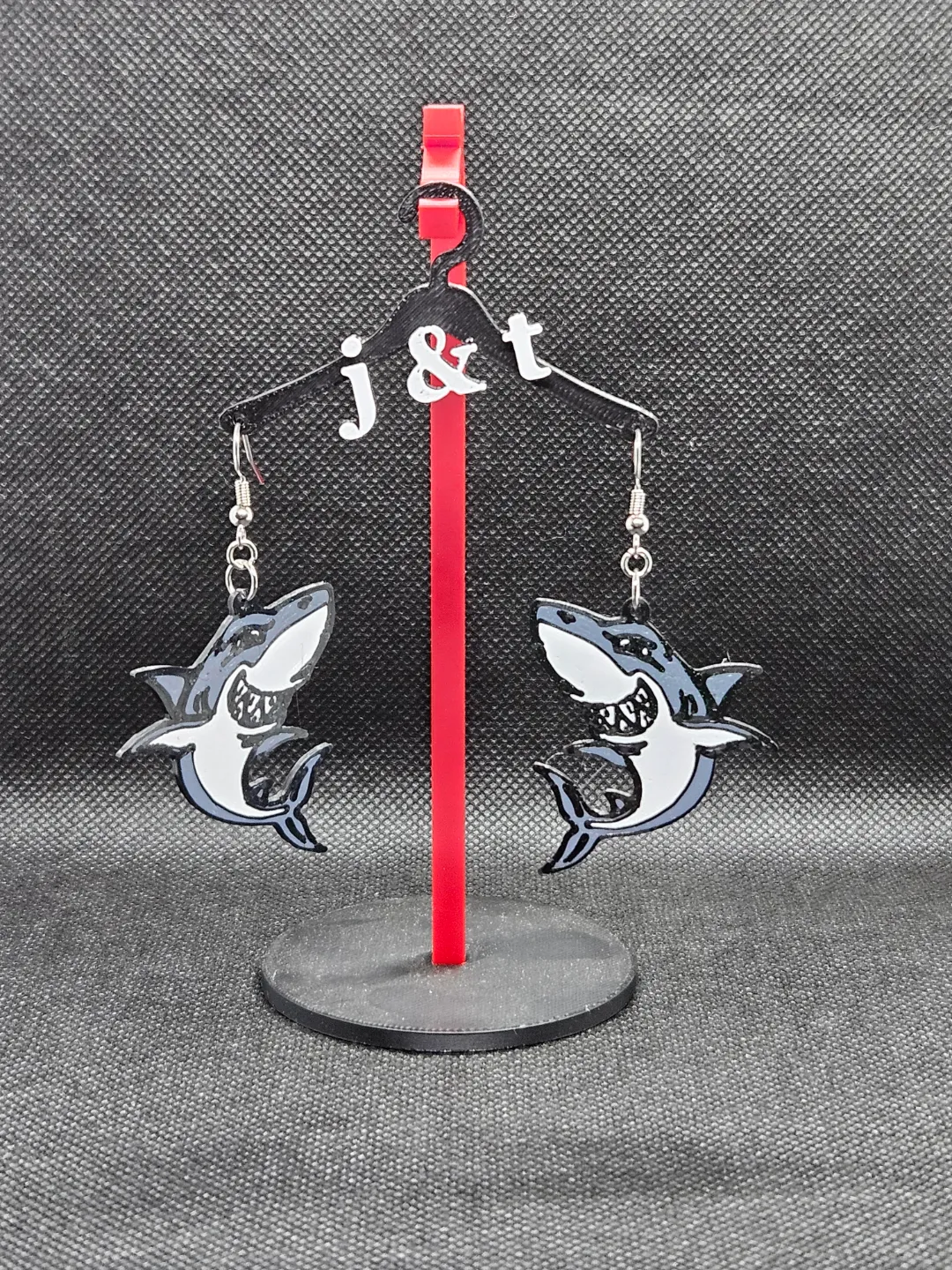 Shark earrings view 2