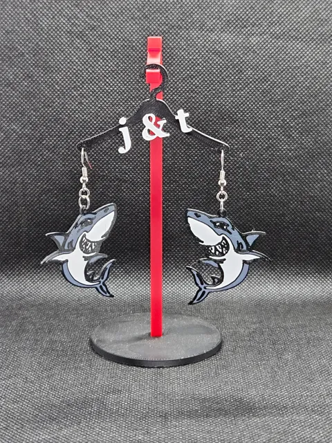 Shark earrings view 2
