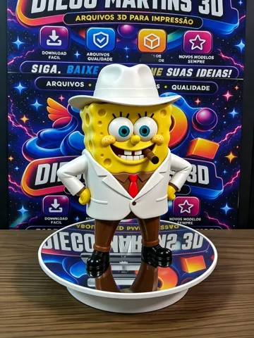 Modelo para impresión 3D: Bob Esponja Gangster — O Poderoso Chefão — vista de referencia 2