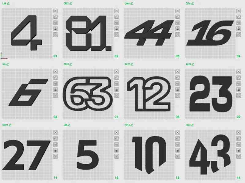 F1 2026 Driver Number Wall display (All Drivers)