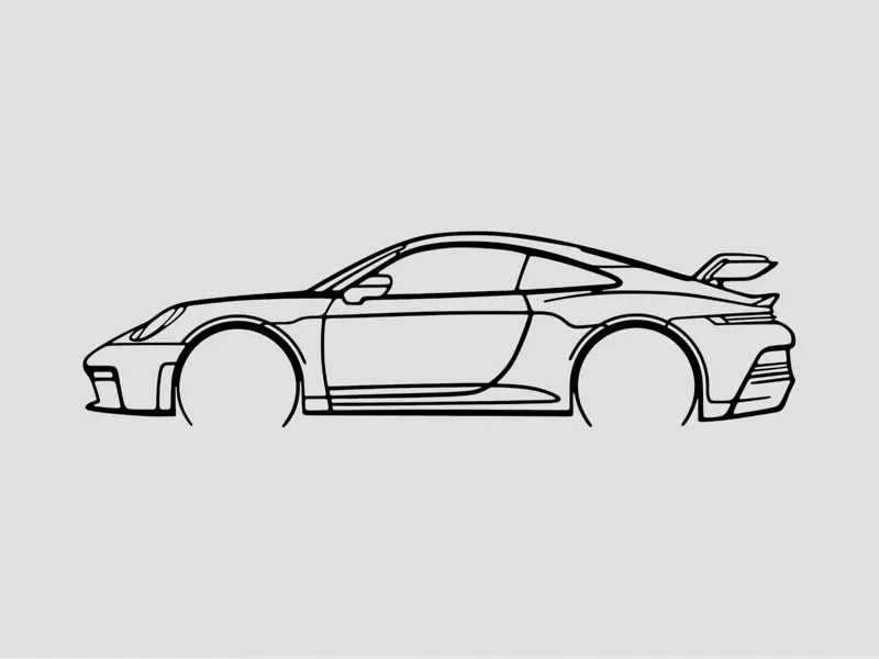 Porsche GT3 Silhouette Wall Art