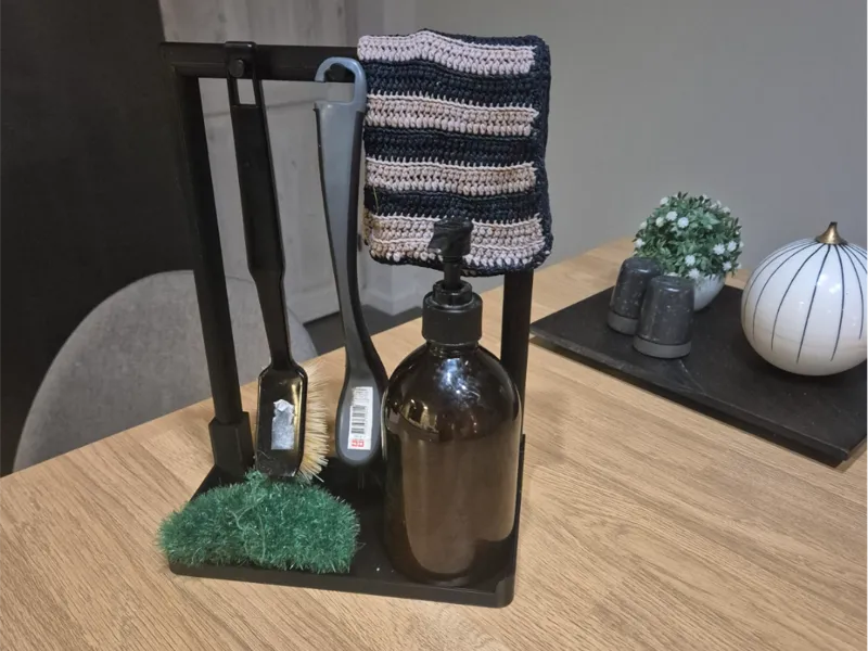 Brush and Soab holder with 2 hooks