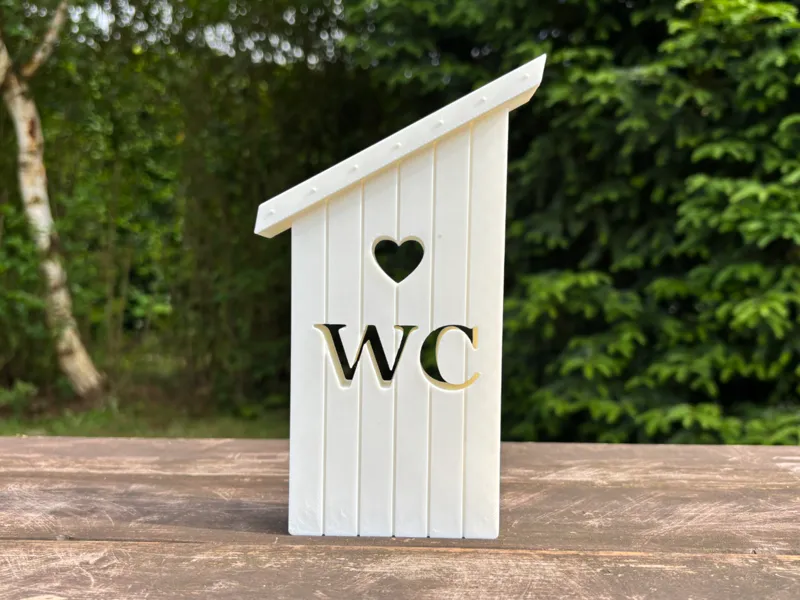 WC mit Herz - Deko Aufsteller Toilettenhäuschen