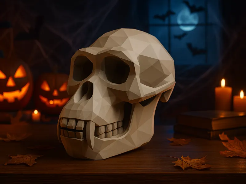 Orangutan skull low poly for halloween