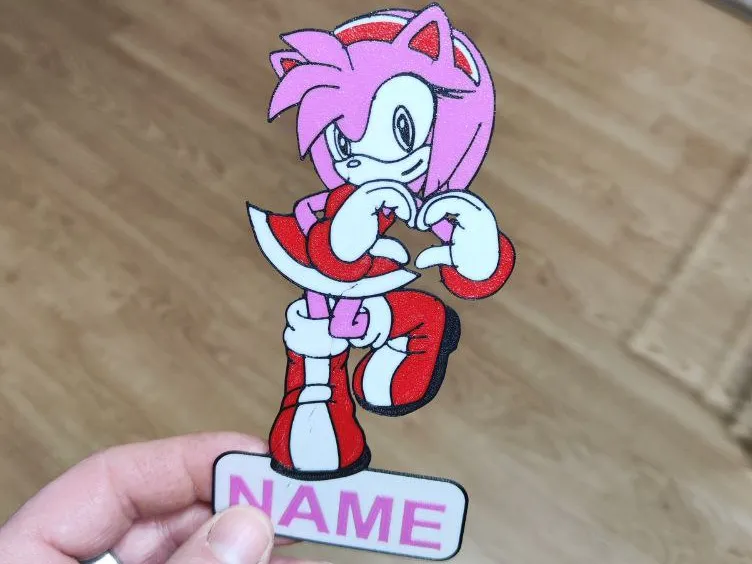 AMY ROSE (L'AMOUREUSE DE SONIC)- VOTRE NOM - Modèle d'Impression 3D ...