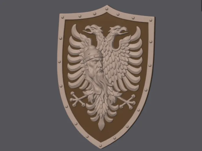 Skanderbeg Albanian Eagle Shield – 3D Wall Art
