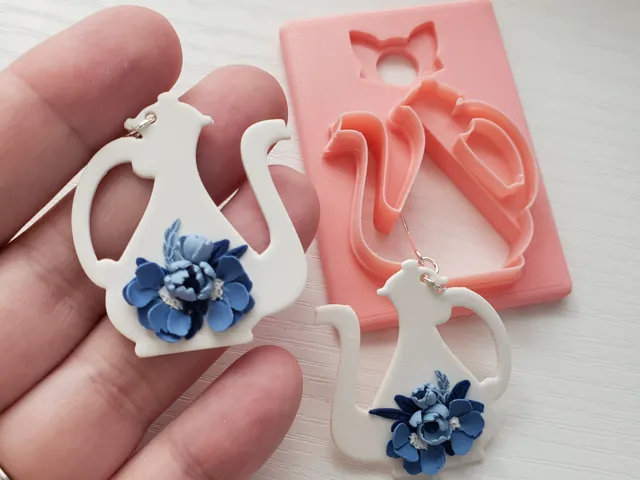 Fancy Vintage Teapot Polymer Clay Earring Cutter