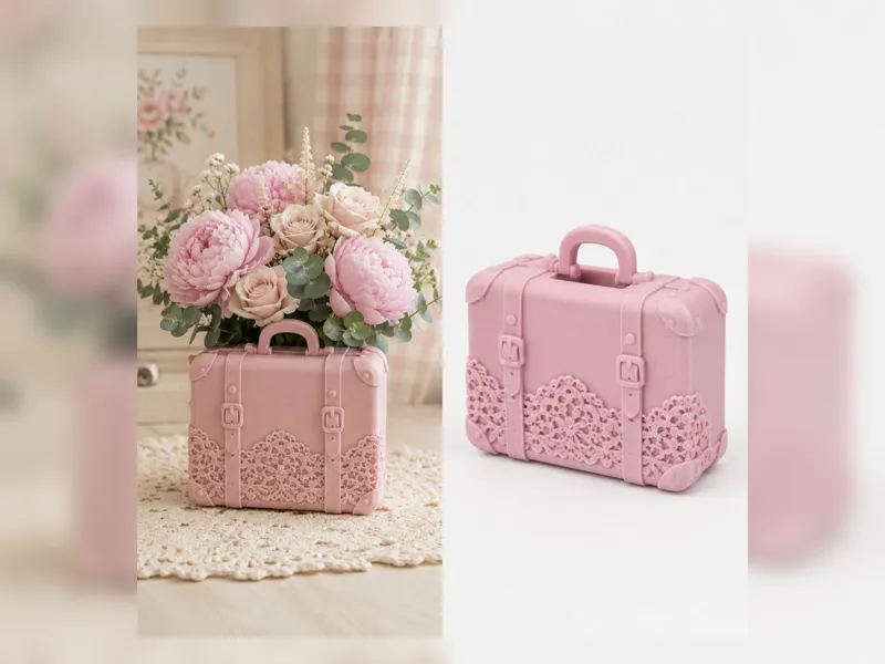 Pink Suitcase Vase