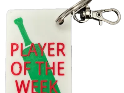 Cricket - Player of the week key ring / bag tag