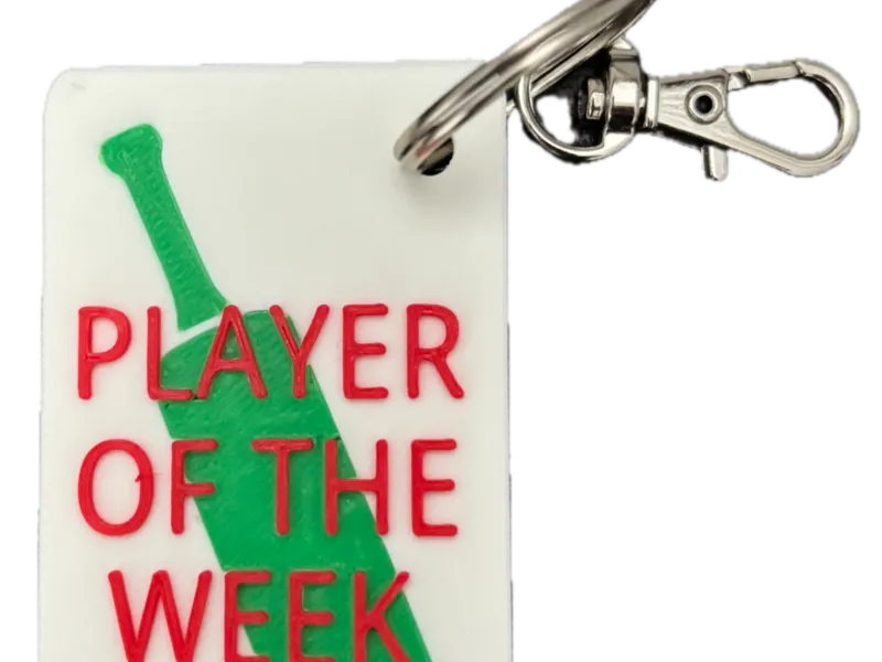 Cricket - Player of the week key ring / bag tag