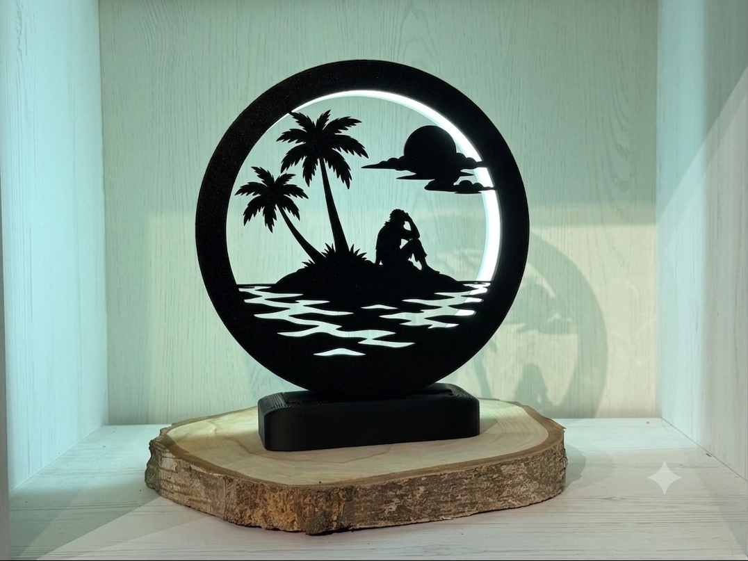 LED Ring Lampe v3 inkl Rahmen mit Inselpirat Motiv