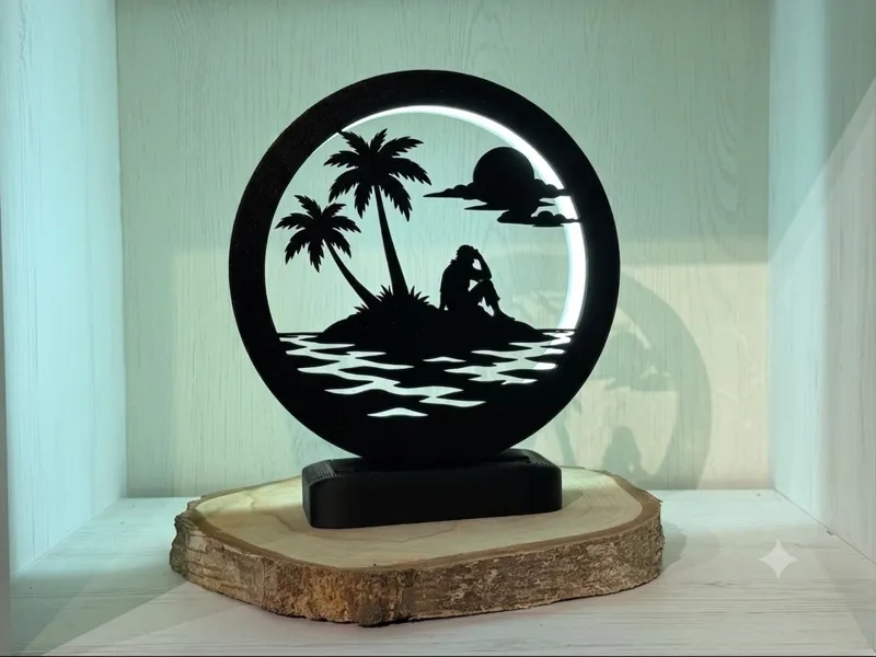 LED Ring Lampe v3 inkl Rahmen mit Inselpirat Motiv