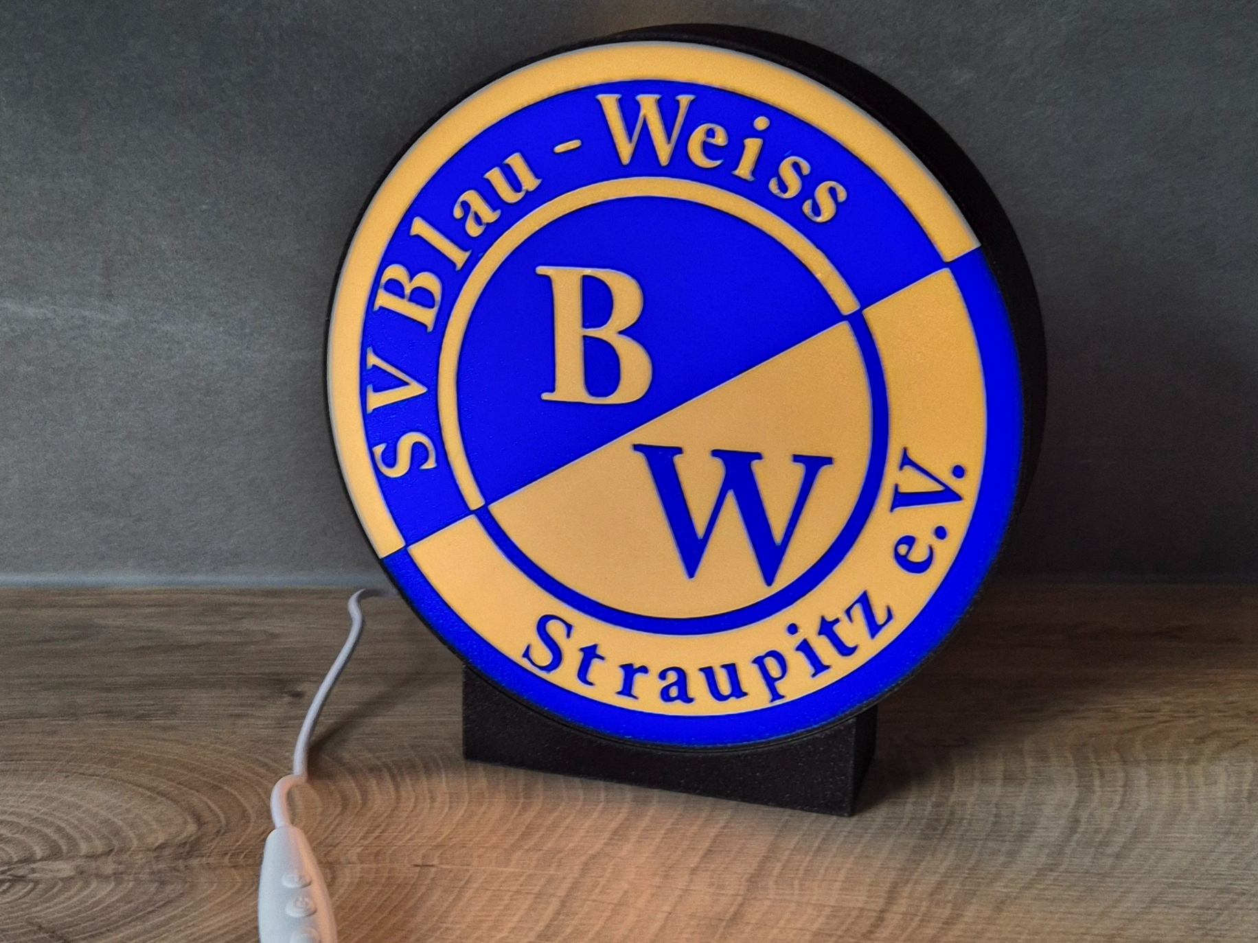 Blau Weiß Straupitz Fussball Lichtbox LED