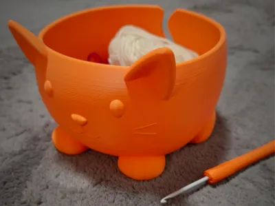 Cat yarn bowl - crochet