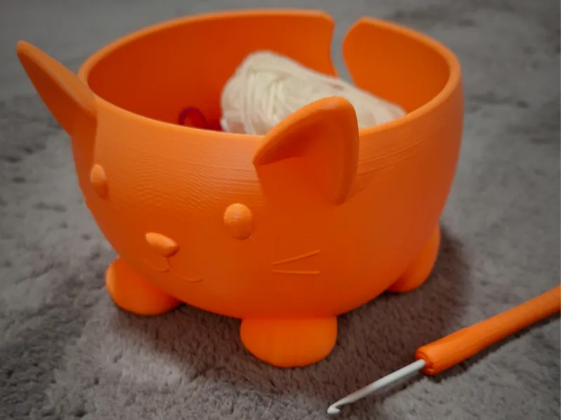 Cat yarn bowl - crochet