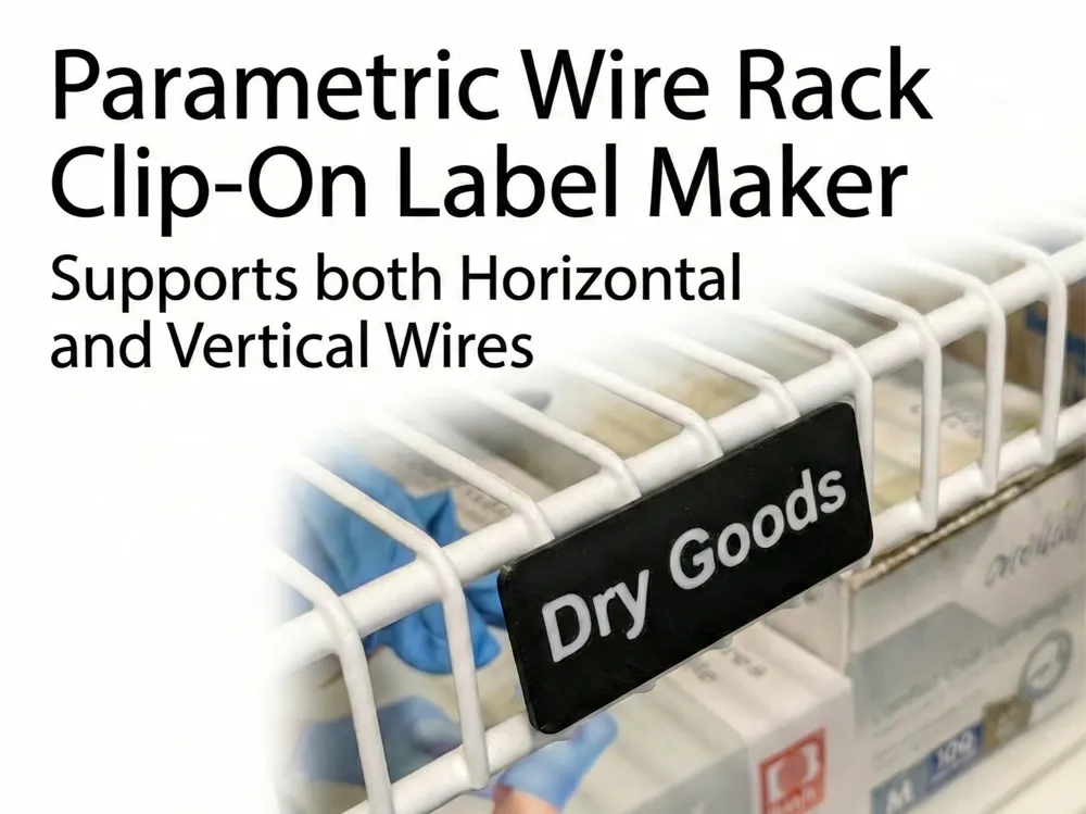 Parametric Wire Rack Clip-On Label Maker - Free 3D Print Model - MakerWorld