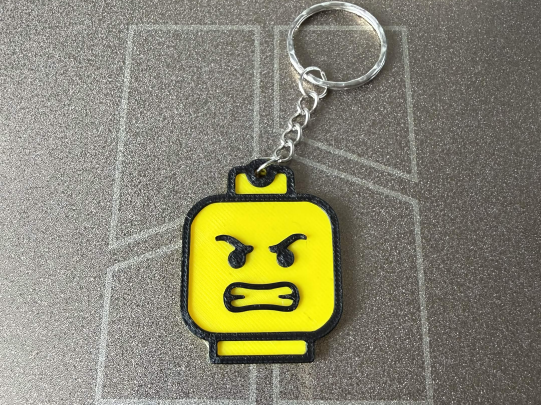 Brick Figure L E G O Head Keychain – Angry Face 