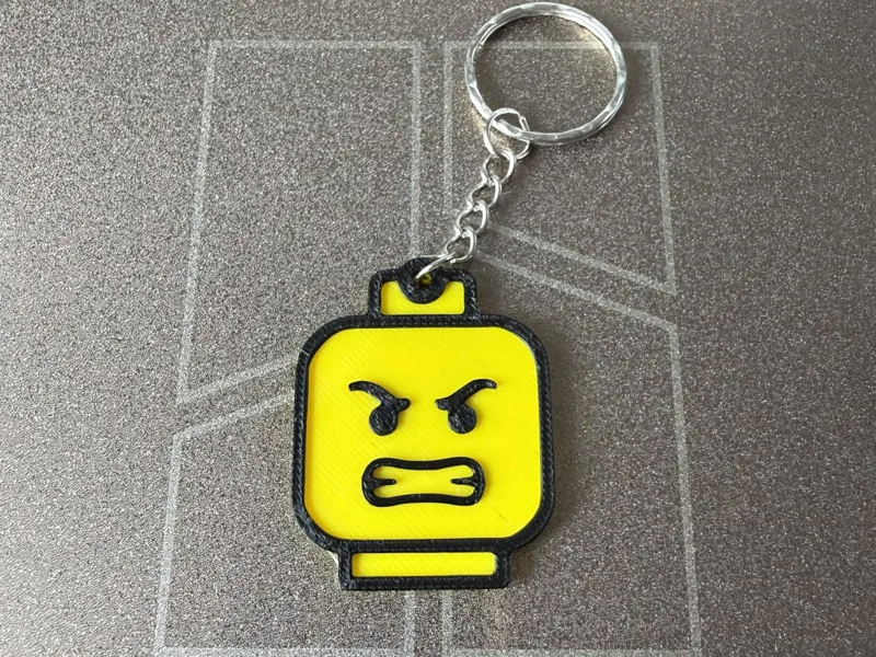 Brick Figure L E G O Head Keychain – Angry Face 
