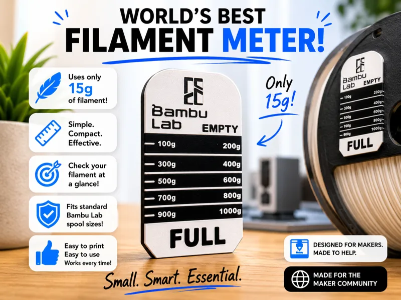 Worlds Best Filament Meter Simple & Compact 15g