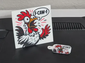 F-CAW-F Rooster art and keychain
