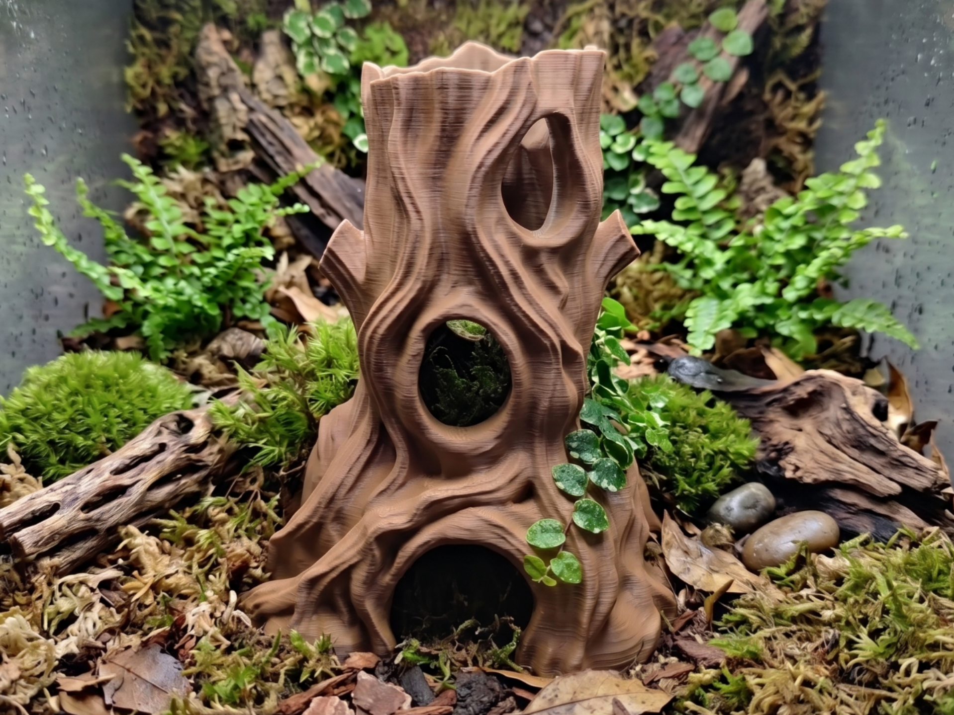 Hollow Tree Stump Hide for Terrarium & Aquarium