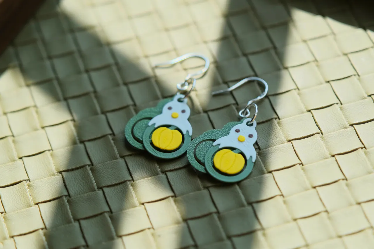 Whimsical Snowman Pumpkin Earrings view 2
