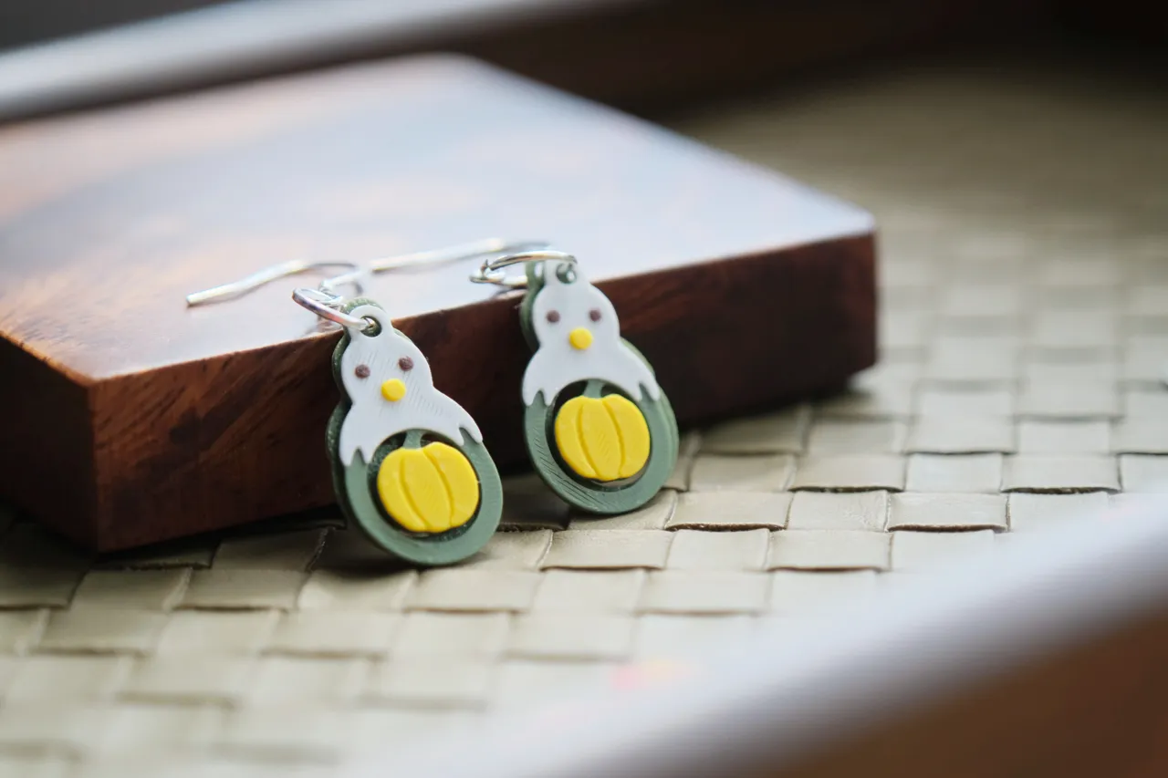 Whimsical Snowman Pumpkin Earrings view 4
