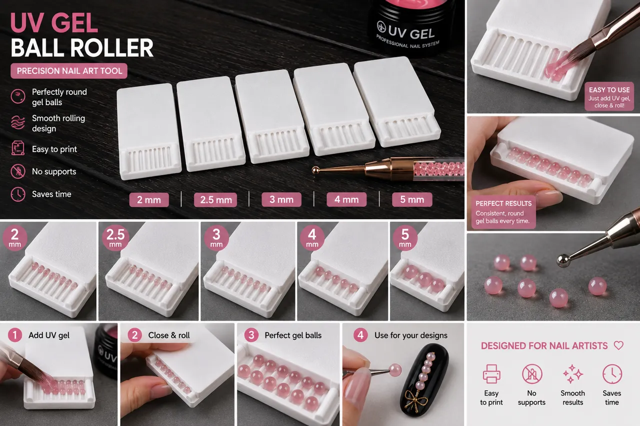 5 mm UV Gel Ball Roller Nail Art Tool | Easy Print view 2