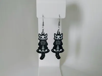 Skeleton Cat Earrings – 3D Printed