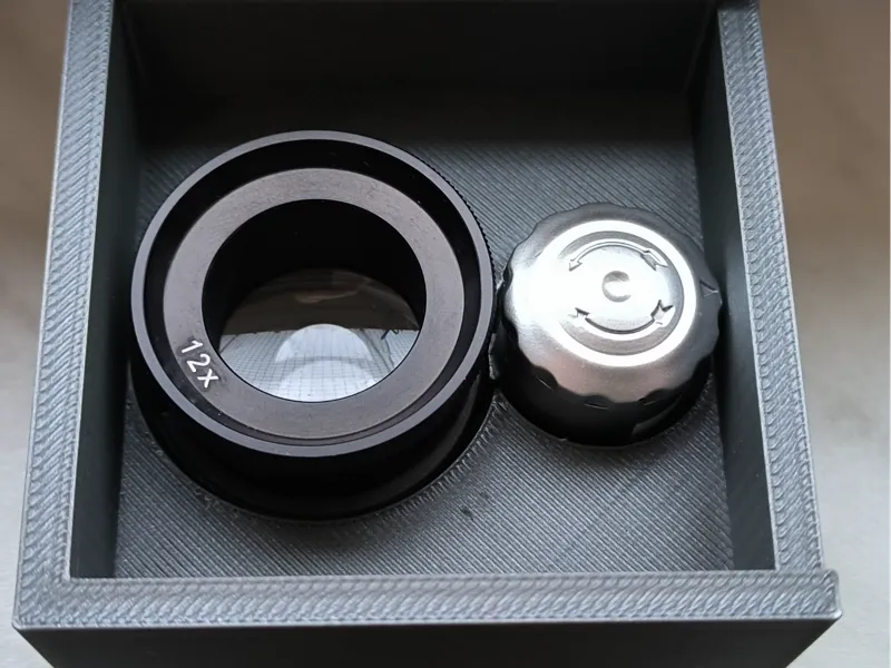 Box for measuring magnifier with light
