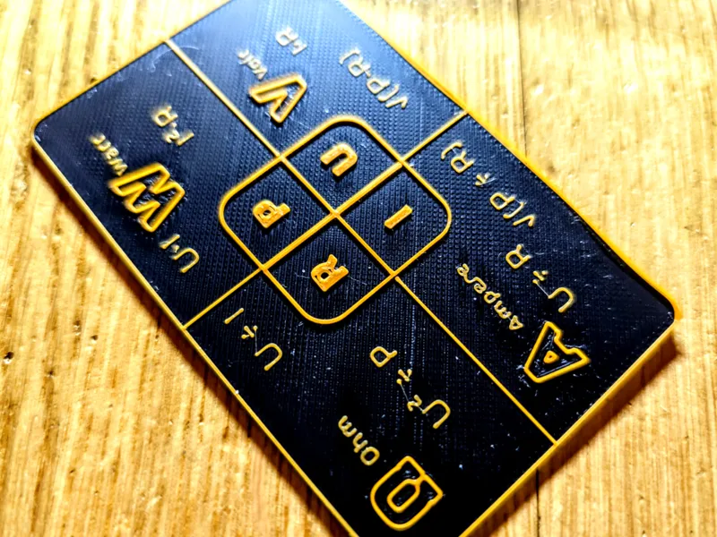 Ohm's law electronics reference Cheat Sheet card
