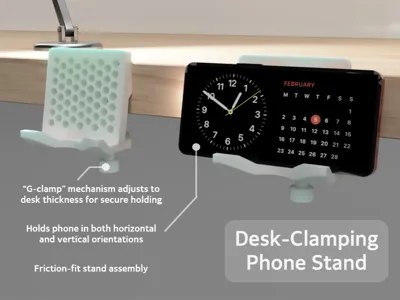 Desk-Clamping Phone Stand